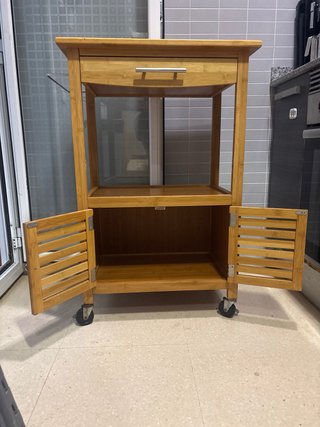 MUDANZA Mesa auxiliar cocina con ruedas madera