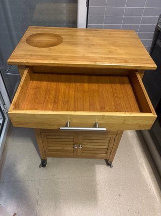 MUDANZA Mesa auxiliar cocina con ruedas madera