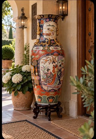 Jarrón Oriental Monumental 150cm con Peana