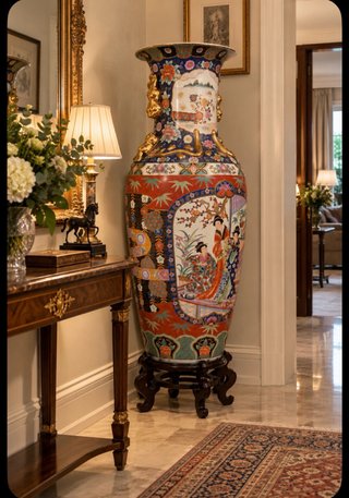 Jarrón Oriental Monumental 150cm con Peana