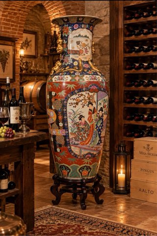 Jarrón Oriental Monumental 150cm con Peana