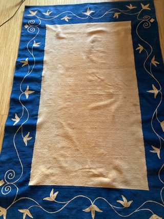 Alfombra 135x207 cm Beige y Azul