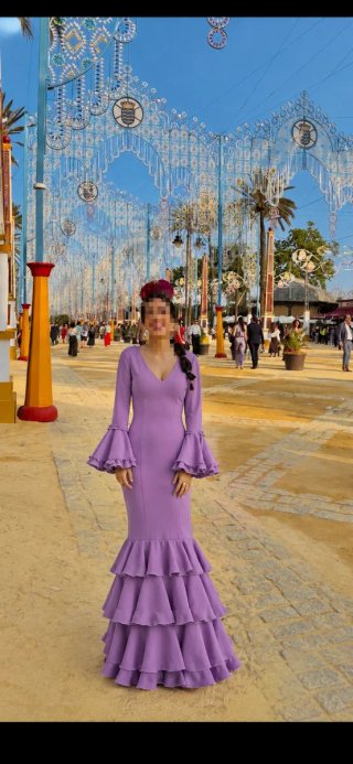Vestido FLAMENCA morado talla XS con volantes