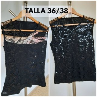 Top sin mangas de lentejuelas. Nuevo. Color negro.