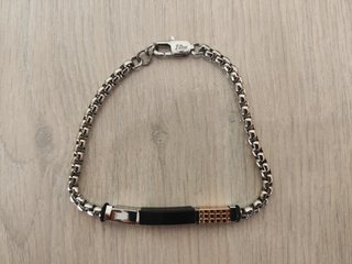 Bracciale 1ONE Uomo Nero e Argento 21cm