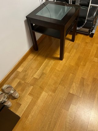 Mesita auxiliar madera y cristal