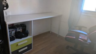 Escritorio blanco 160×45×80 cm con cajonera