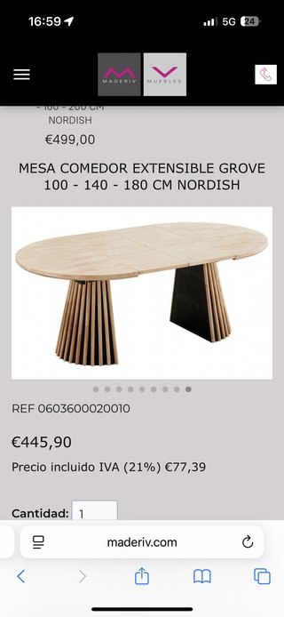 Mesa Comedor Extensible Grove 100-140cm-180cm