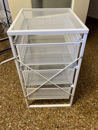 Mueble auxiliar 3 cajones metal blanco