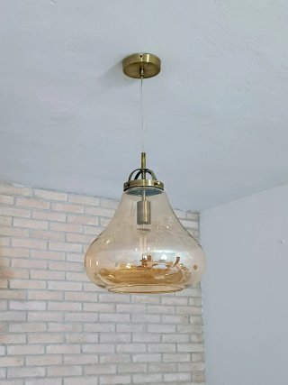 2 Lámparas Cristal Ámbar y Metal Dorado 40€ cada 1