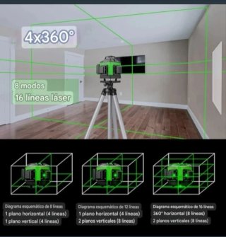 Nivel Láser 4D 16 Líneas Trípode Accesorios