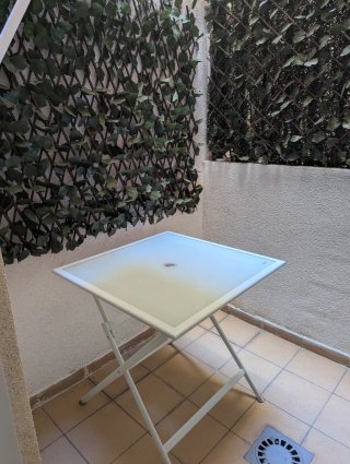 Mesa de jardín cristal y metal