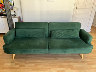 Sofá Cama Terciopelo Verde 3 Plazas