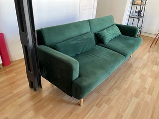 Sofá Cama Terciopelo Verde 3 Plazas