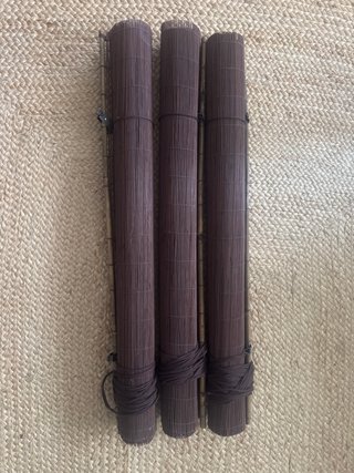 Juego 3 persianas enrollables bambú
