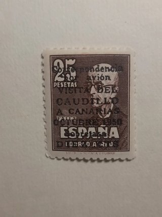 SELLO ESPAÑA AÑO 1950 VISITA CAUDILLO A CANARIAS