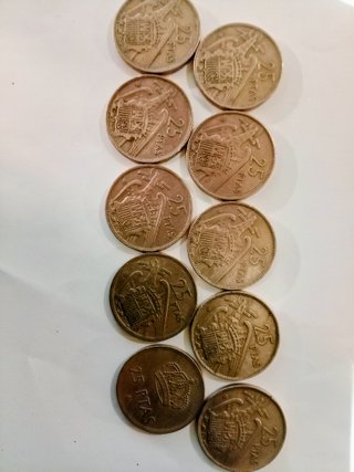 10 Monedas 25 Pesetas (Varios Años)