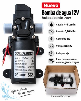 Bomba de agua 12V 70W autocebante