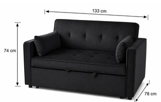 Sofá Cama Beige 2 Plazas Terciopelo