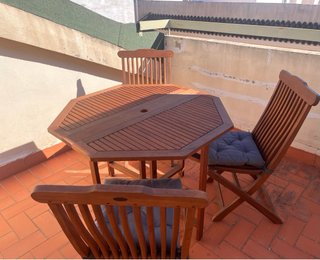 Mesa Octogonal Terraza + 3 Sillas Plegables