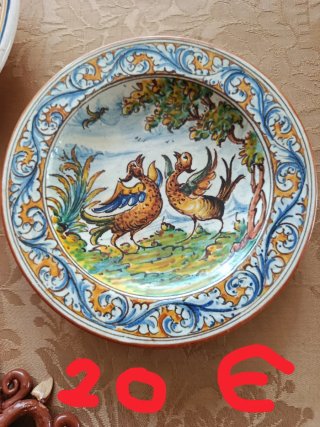 Lote 4 Platos Cerámica Antiguos Decorados