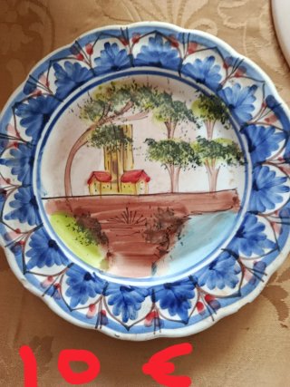 Lote 4 Platos Cerámica Antiguos Decorados