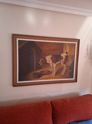 Pintura de perro y caseta Julio Magdalena
