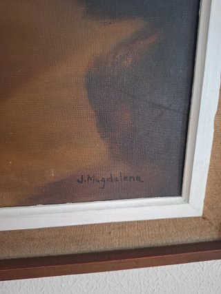 Pintura de perro y caseta Julio Magdalena