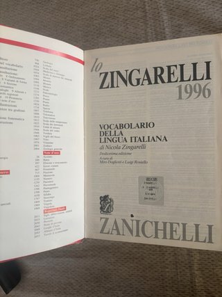 Dizionario Zanichelli / Zingarelli 1996