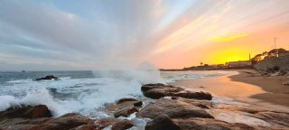 Cuadro Lienzo 60x40cm Olas Mar Rocas