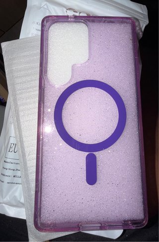 Funda Morada Glitter + Cristal Antiespía Samsung S