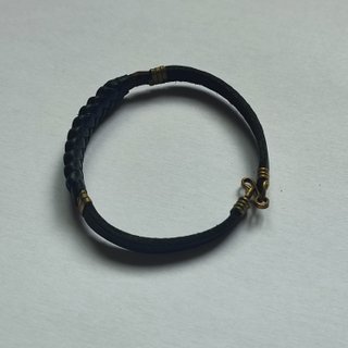 Pulsera cuero negro trenzado cierre metal