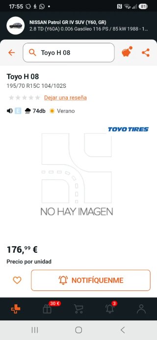 Neumático TOYO 195/70R15 104/102S