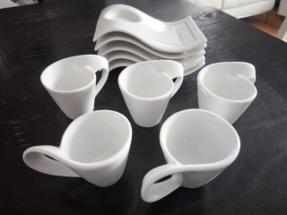Set de 5 tazas Café Diseño Ondulado