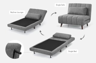 Sofá Cama Gris Tela.