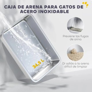 Arenero Gatos Acero Inoxidable Cubierto