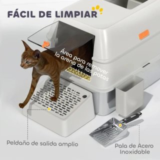 Arenero Gatos Acero Inoxidable Cubierto