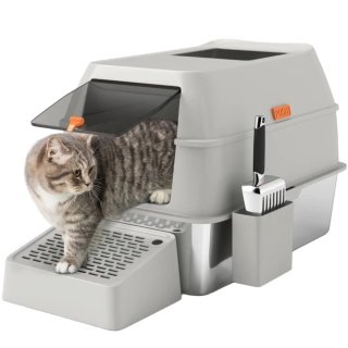Arenero Gatos Acero Inoxidable Cubierto