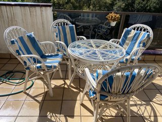 Conjunto Terraza Vintage Mesa Redonda + 4 Sillas