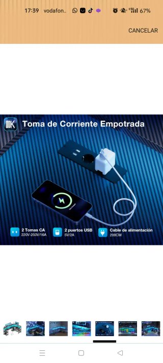 Escritorio Gaming ODK L LED Carbono Negro