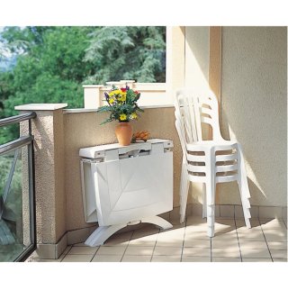 Mesa de balcón de resina blanca