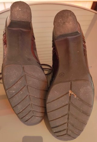 Zapatos Charol Mujer Negro y Granate