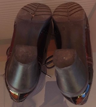 Zapatos Charol Mujer Negro y Granate