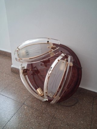 Lámpara de techo de cristal y metL