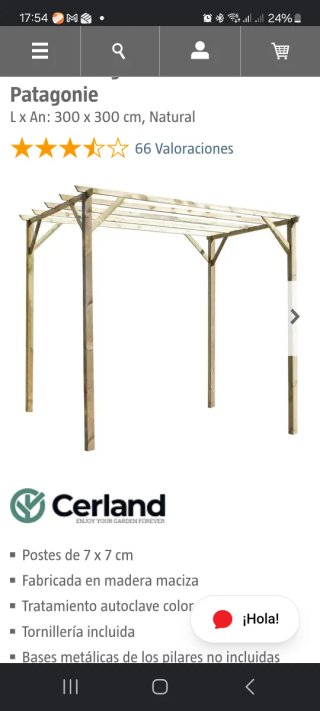 Pérgola de madera 3x3m Patagonie