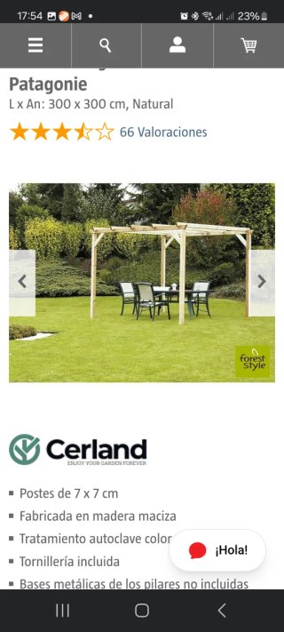 Pérgola de madera 3x3m Patagonie