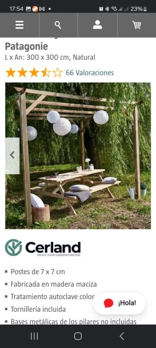 Pérgola de madera 3x3m Patagonie