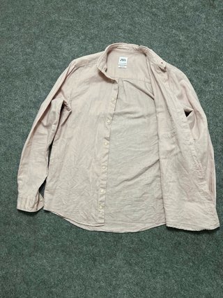 Camisa Zara Lino Rosa Talla s