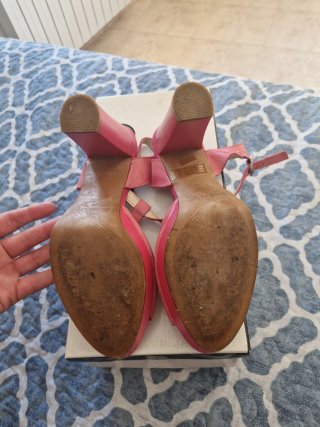 Sandalias tacón rosa poco uso