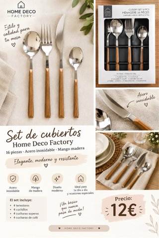 Set Cubiertos Home Deco Factory 16 Piezas